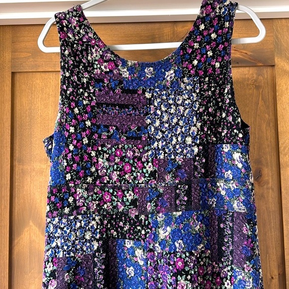 Coldwater Creek patchwork maxi dress ditzy floral stretch Purple/Blue Lace - Picture 4 of 10